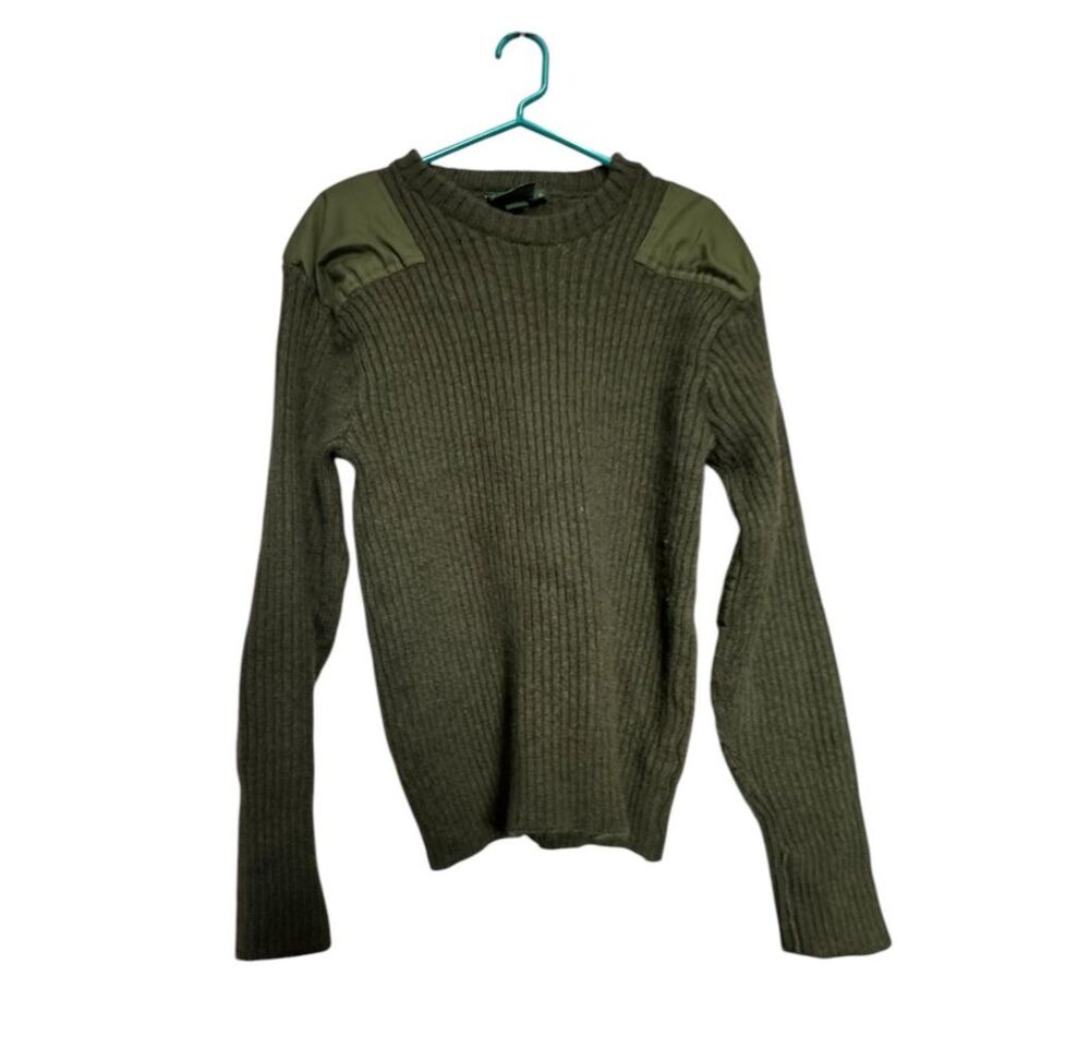 Vintage Cabelas Outdoor Sweater Mens XL Reg Green Wool Elbow Patch
